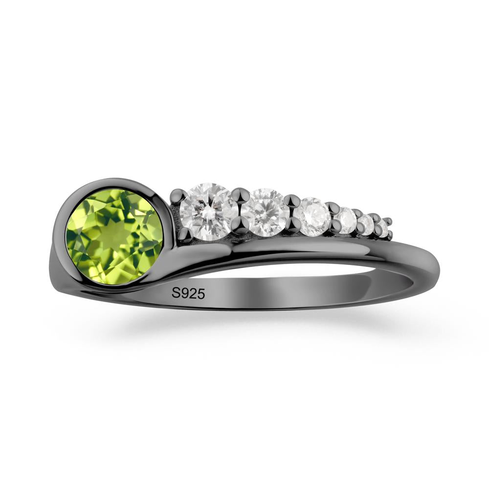 Round Peridot Graduated Bubble Ring - LUO Jewelry #metal_black finish sterling silver