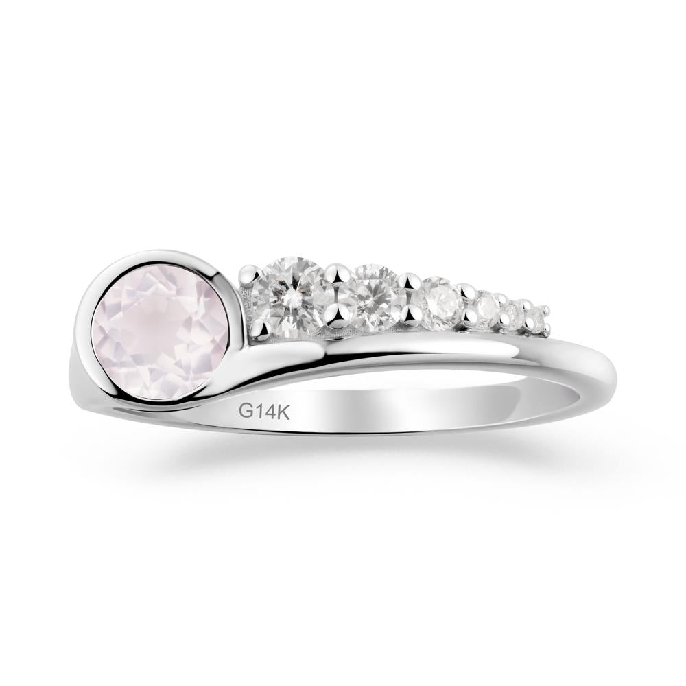 Six-Stone Graduated Bezel Rose Quartz Ring - LUO Jewelry #metal_14k white gold