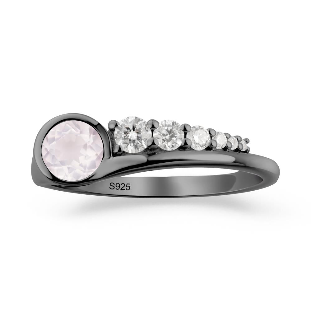 Six-Stone Graduated Bezel Rose Quartz Ring - LUO Jewelry #metal_black finish sterling silver