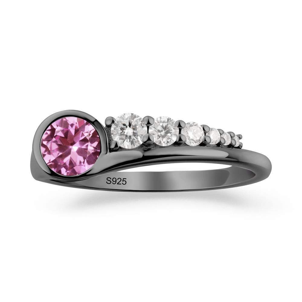 Round Pink Sapphire Graduated Bubble Ring - LUO Jewelry #metal_black finish sterling silver