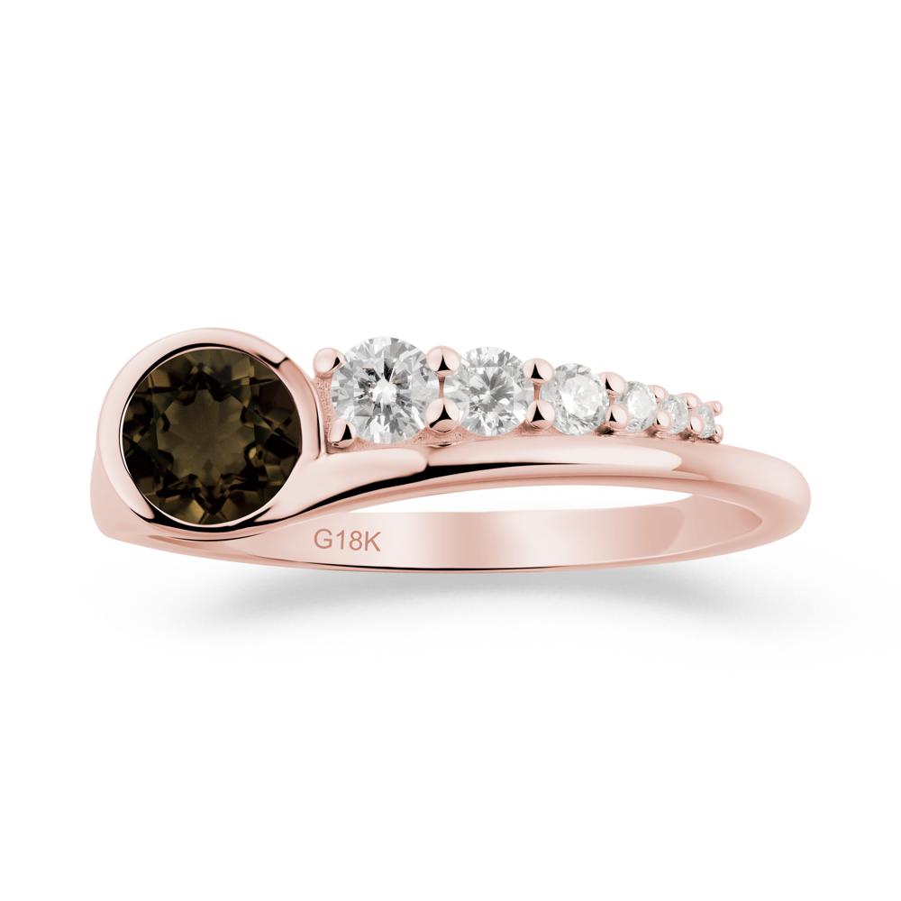 Six-Stone Graduated Bezel Smoky Quartz Ring - LUO Jewelry #metal_18k rose gold