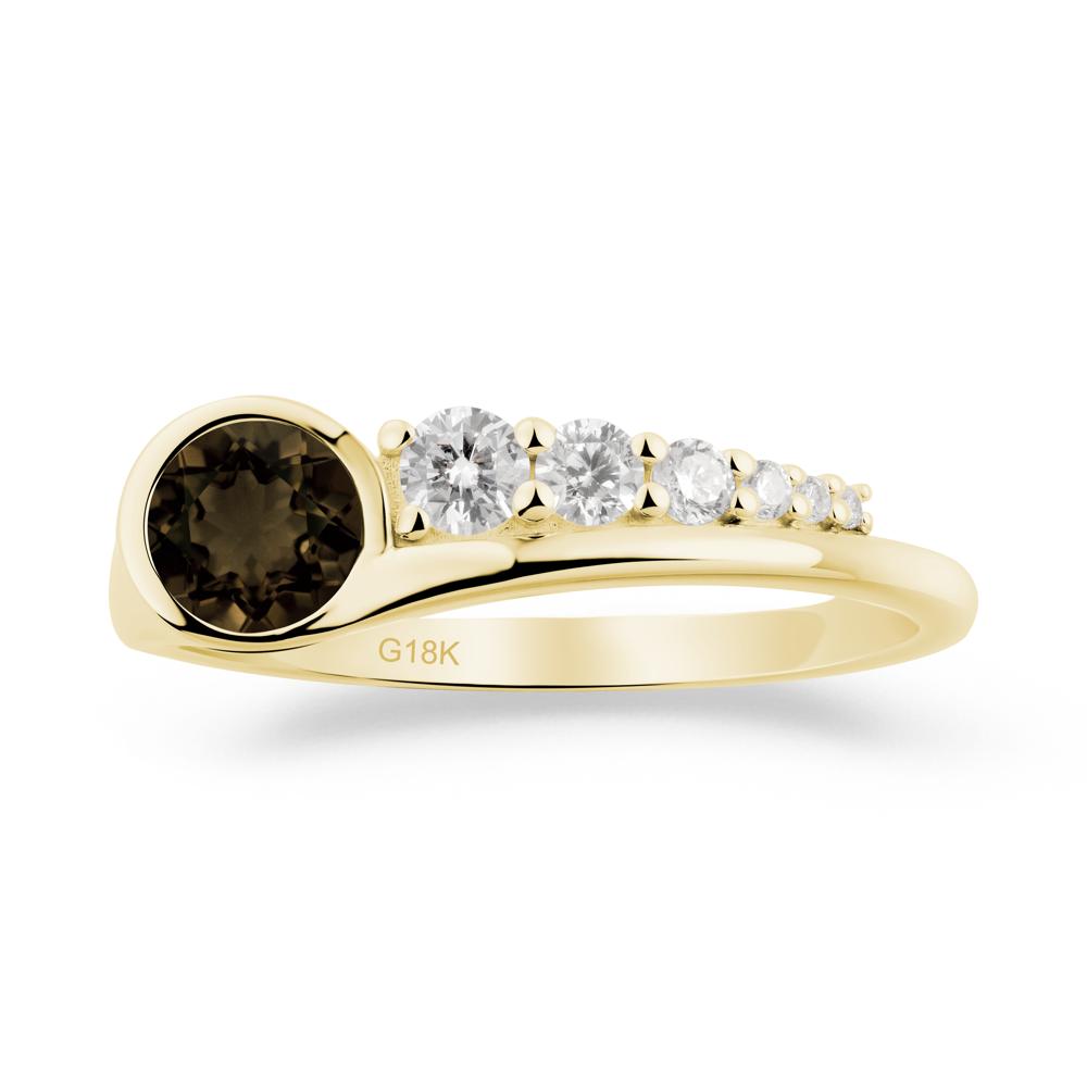 Six-Stone Graduated Bezel Smoky Quartz Ring - LUO Jewelry #metal_18k yellow gold