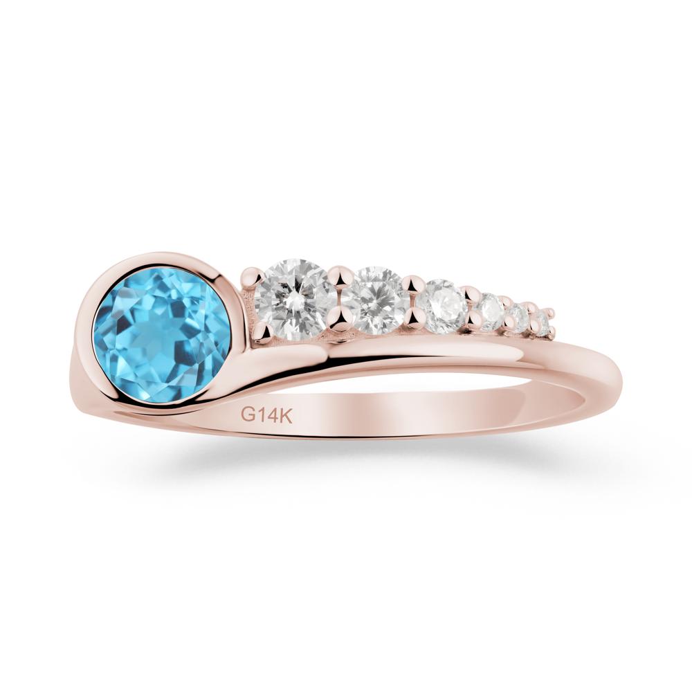 Round Swiss Blue Topaz Graduated Bubble Ring - LUO Jewelry #metal_14k rose gold