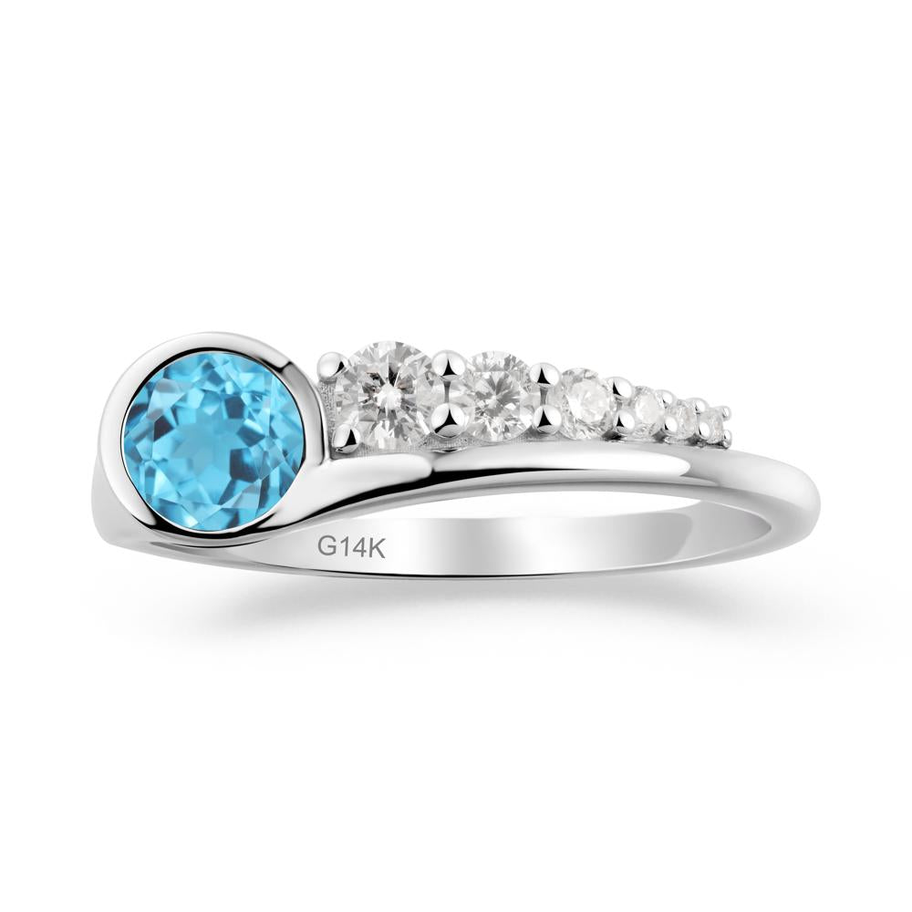 Round Swiss Blue Topaz Graduated Bubble Ring - LUO Jewelry #metal_14k white gold