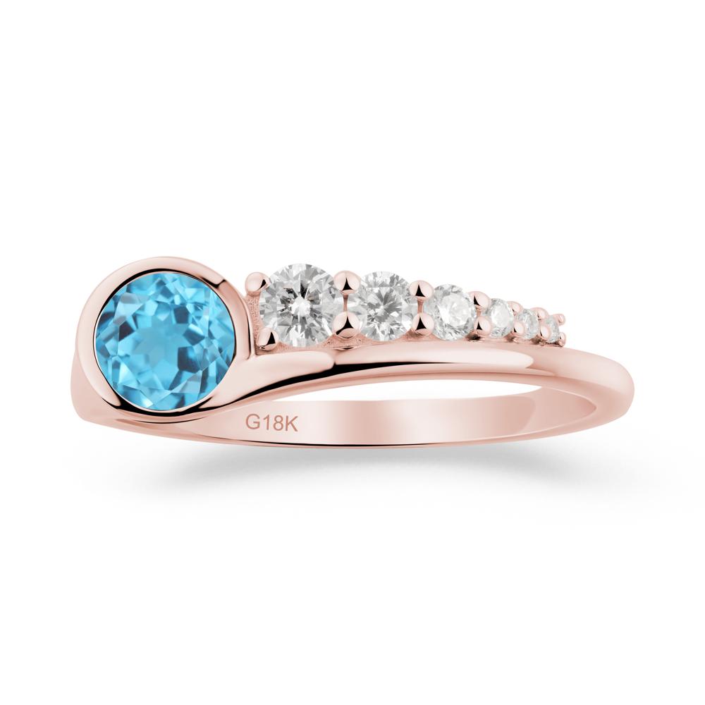 Round Swiss Blue Topaz Graduated Bubble Ring - LUO Jewelry #metal_18k rose gold