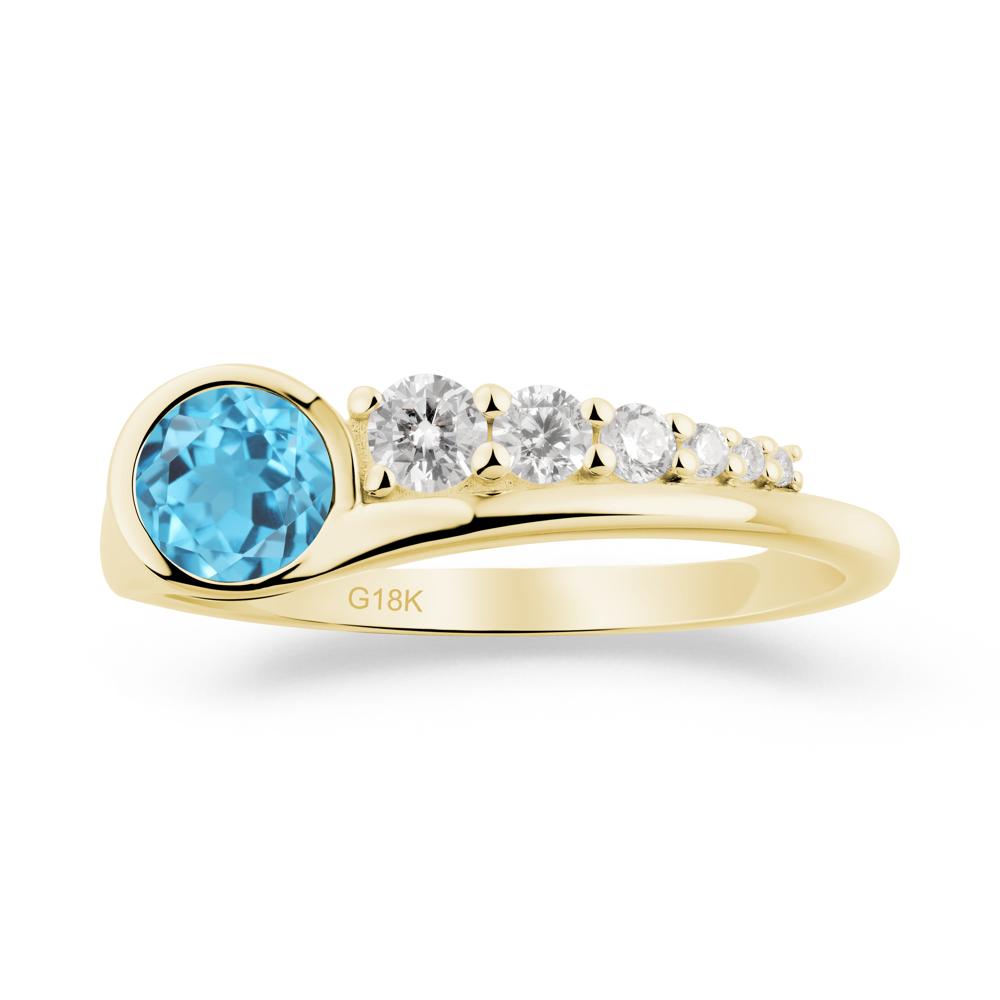 Round Swiss Blue Topaz Graduated Bubble Ring - LUO Jewelry #metal_18k yellow gold