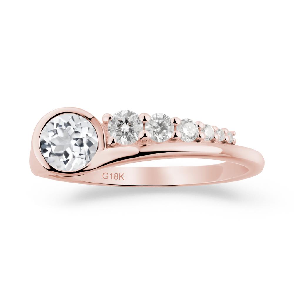 Six-Stone Graduated Bezel White Topaz Ring - LUO Jewelry #metal_18k rose gold