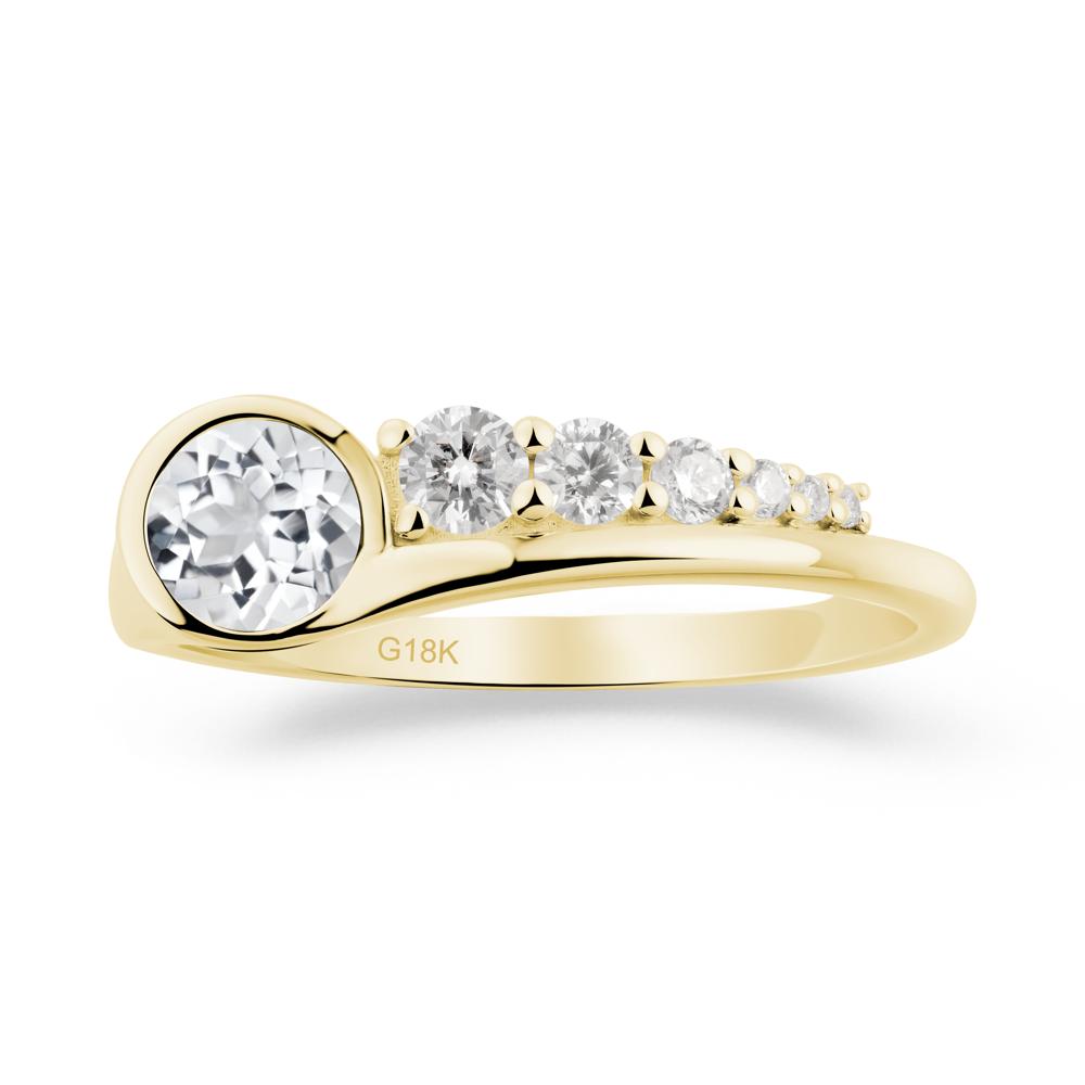 Six-Stone Graduated Bezel White Topaz Ring - LUO Jewelry #metal_18k yellow gold