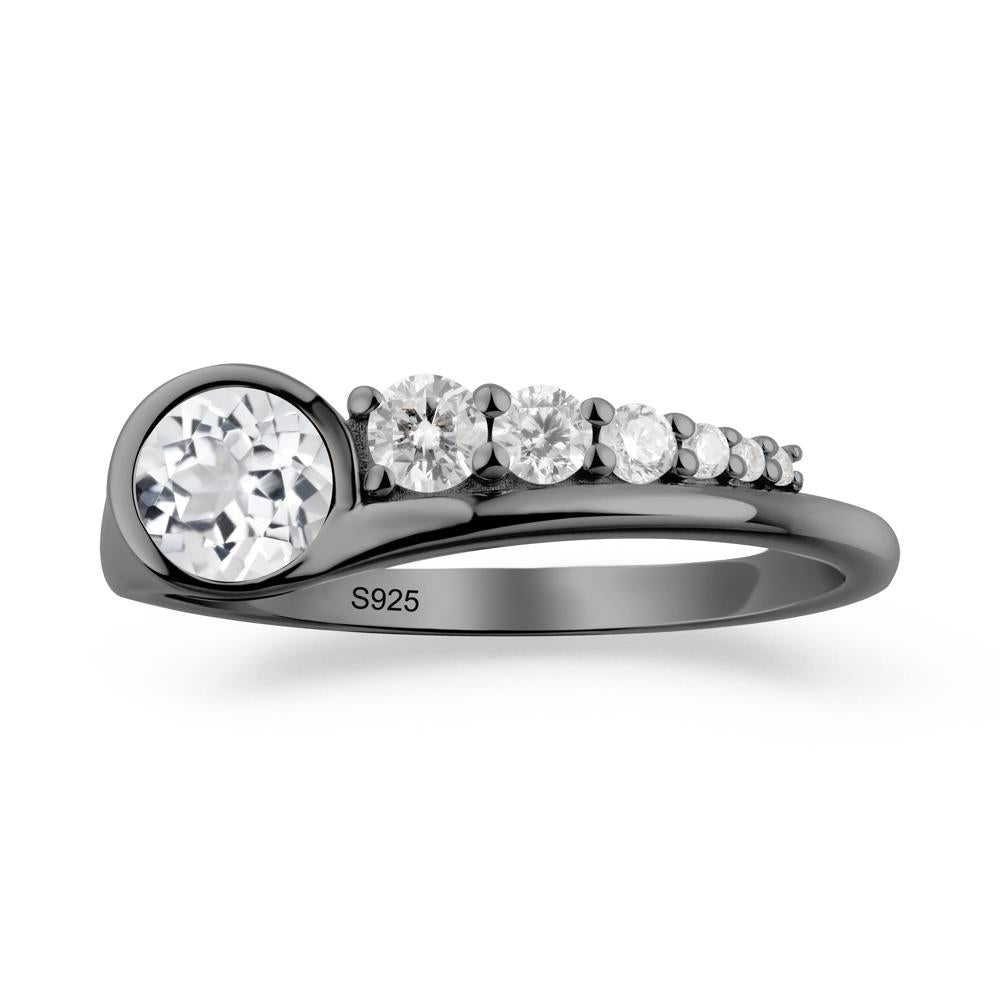 Six-Stone Graduated Bezel White Topaz Ring - LUO Jewelry #metal_black finish sterling silver