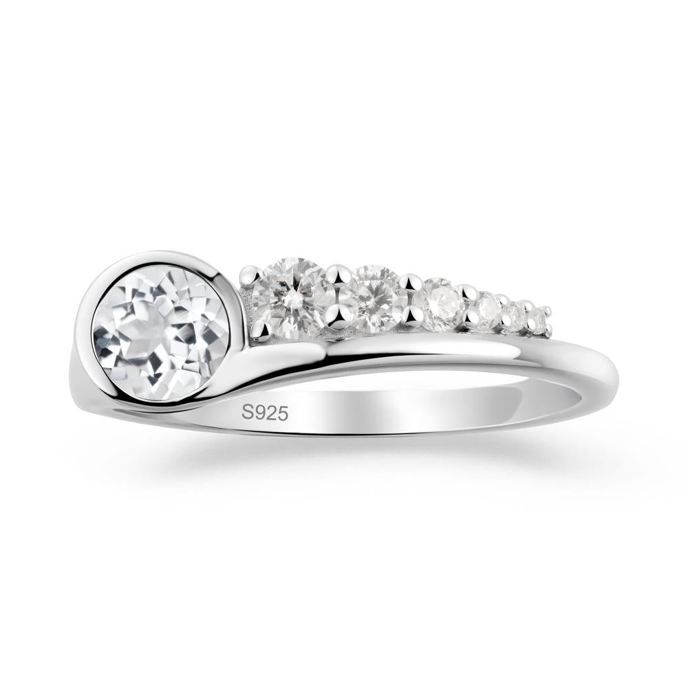 Six-Stone Graduated Bezel White Topaz Ring - LUO Jewelry #metal_sterling silver