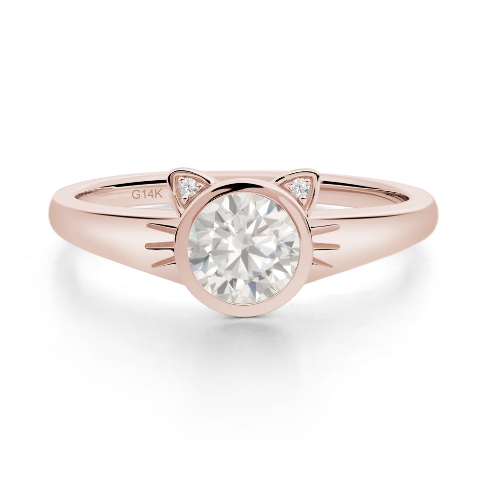 Round Cubic Zirconia Cat Ear Ring - LUO Jewelry #metal_14k rose gold