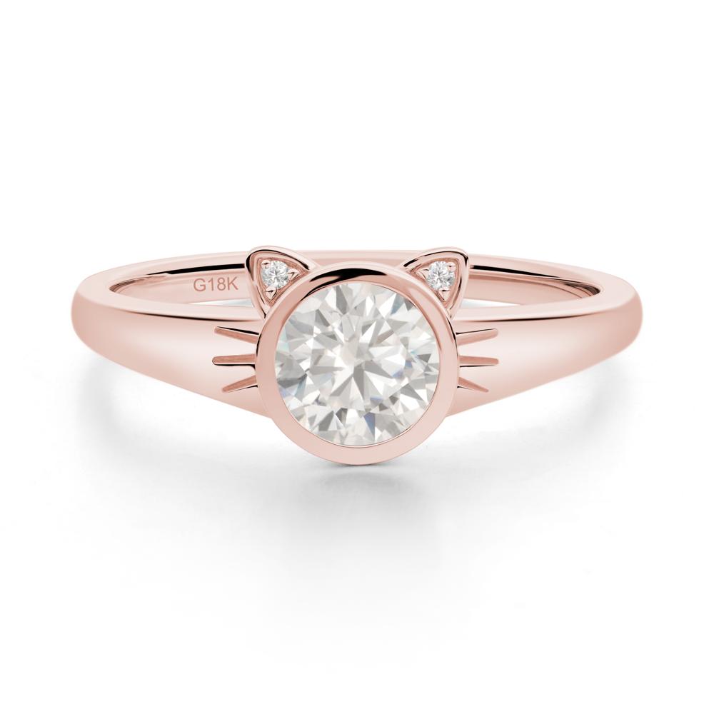 Round Cubic Zirconia Cat Ear Ring - LUO Jewelry #metal_18k rose gold