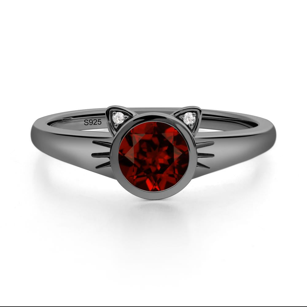 Car Ear Inspired Garnet Ring - LUO Jewelry #metal_black finish sterling silver