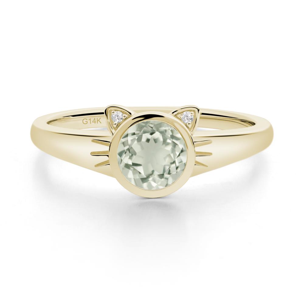 Car Ear Inspired Green Amethyst Ring - LUO Jewelry #metal_14k yellow gold