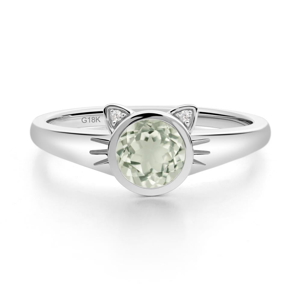 Car Ear Inspired Green Amethyst Ring - LUO Jewelry #metal_18k white gold