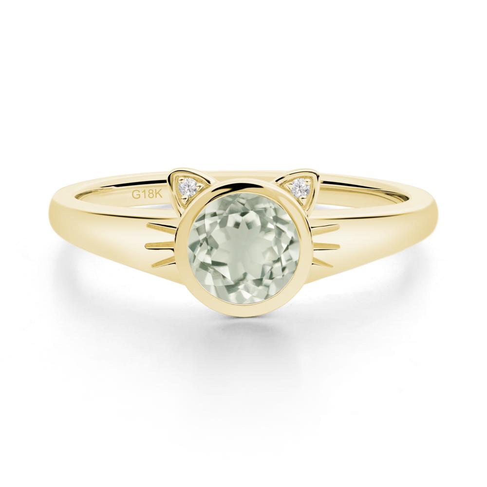 Car Ear Inspired Green Amethyst Ring - LUO Jewelry #metal_18k yellow gold