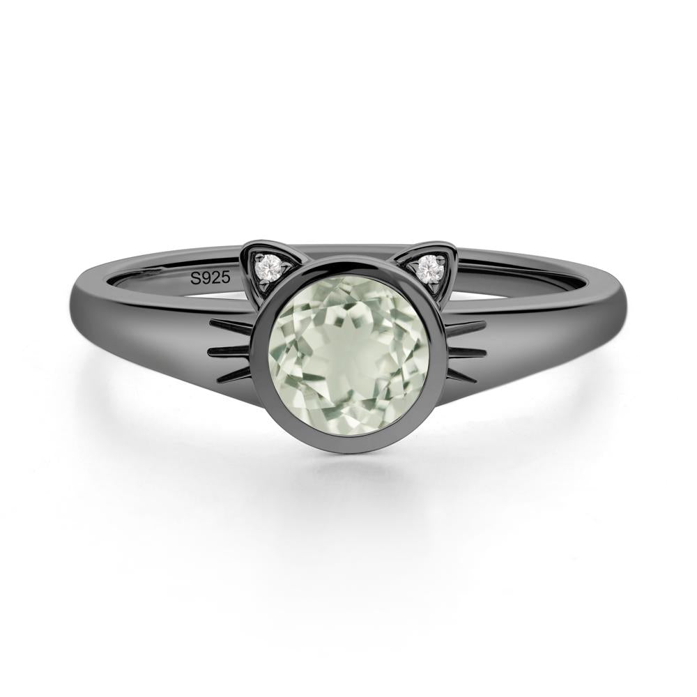 Car Ear Inspired Green Amethyst Ring - LUO Jewelry #metal_black finish sterling silver