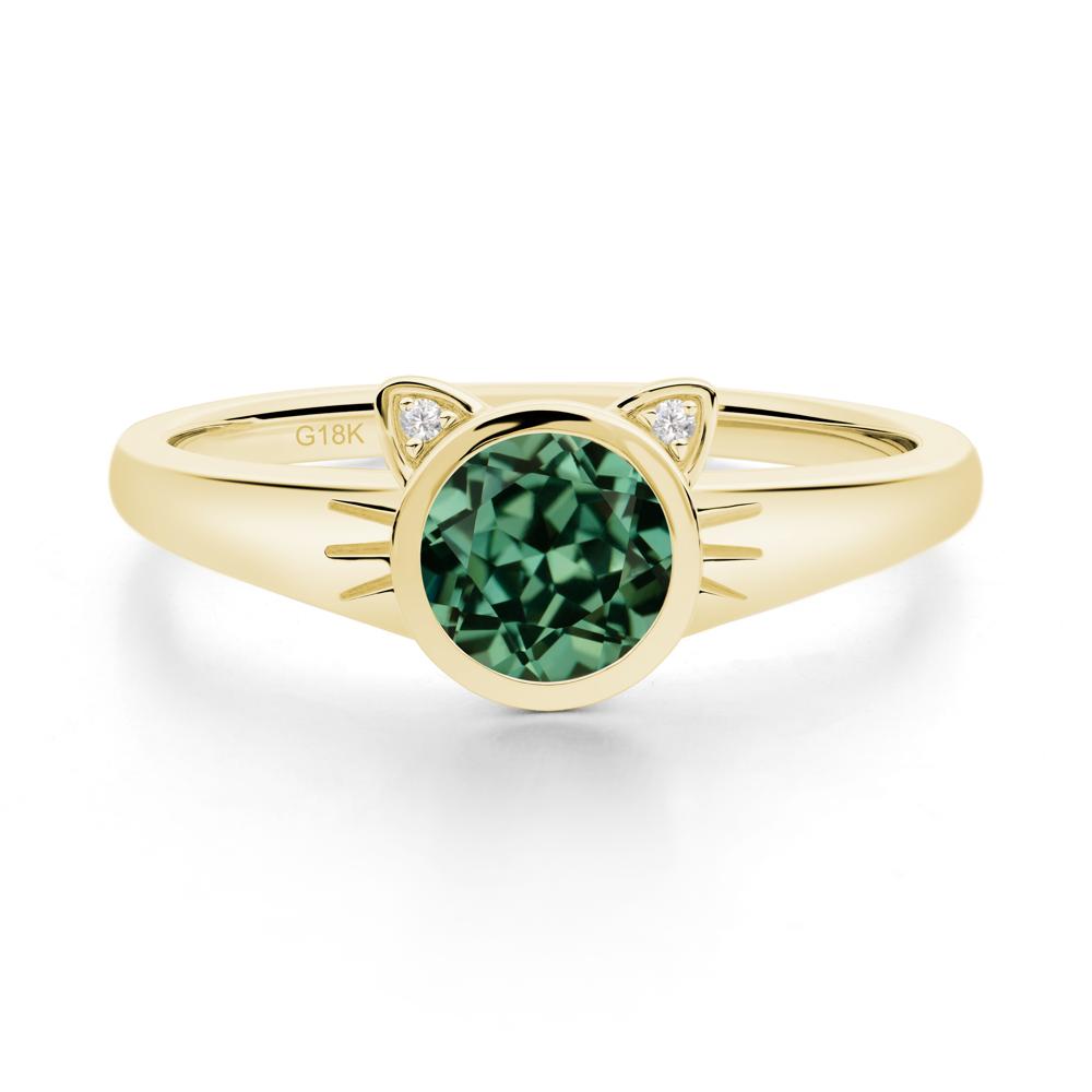 Car Ear Inspired Green Sapphire Ring - LUO Jewelry #metal_18k yellow gold