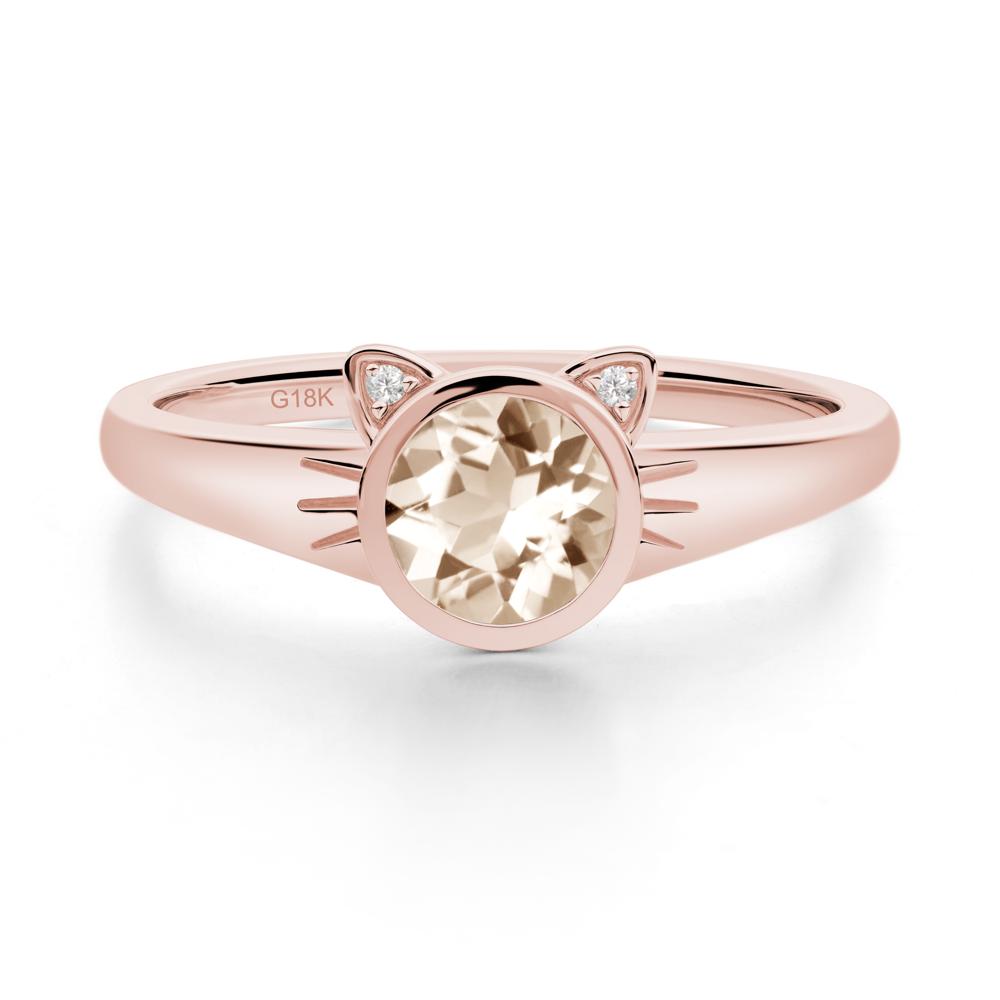 Round Morganite Cat Ear Ring - LUO Jewelry #metal_18k rose gold