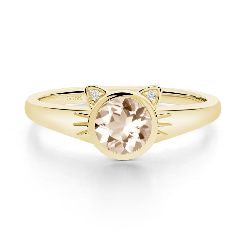 Round Morganite Cat Ear Ring - LUO Jewelry #metal_18k yellow gold