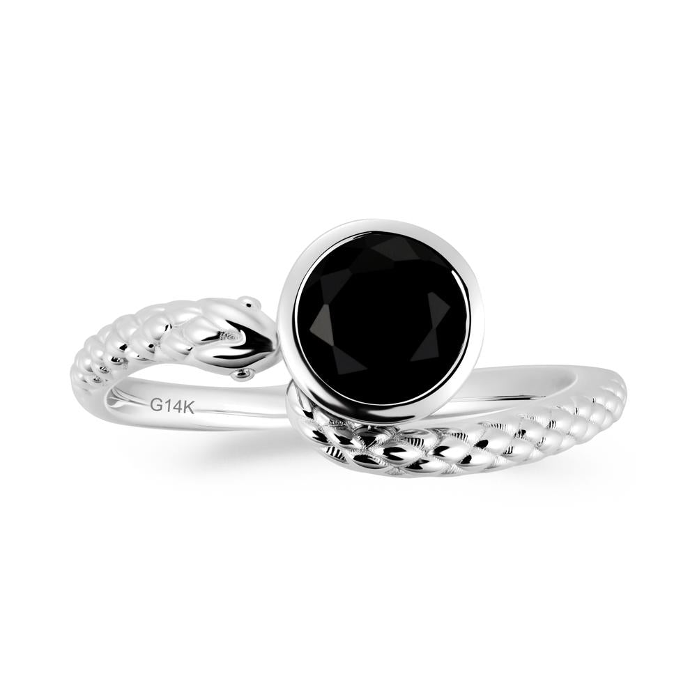 Textured Black Spinel Snake Ring - LUO Jewelry #metal_14k white gold