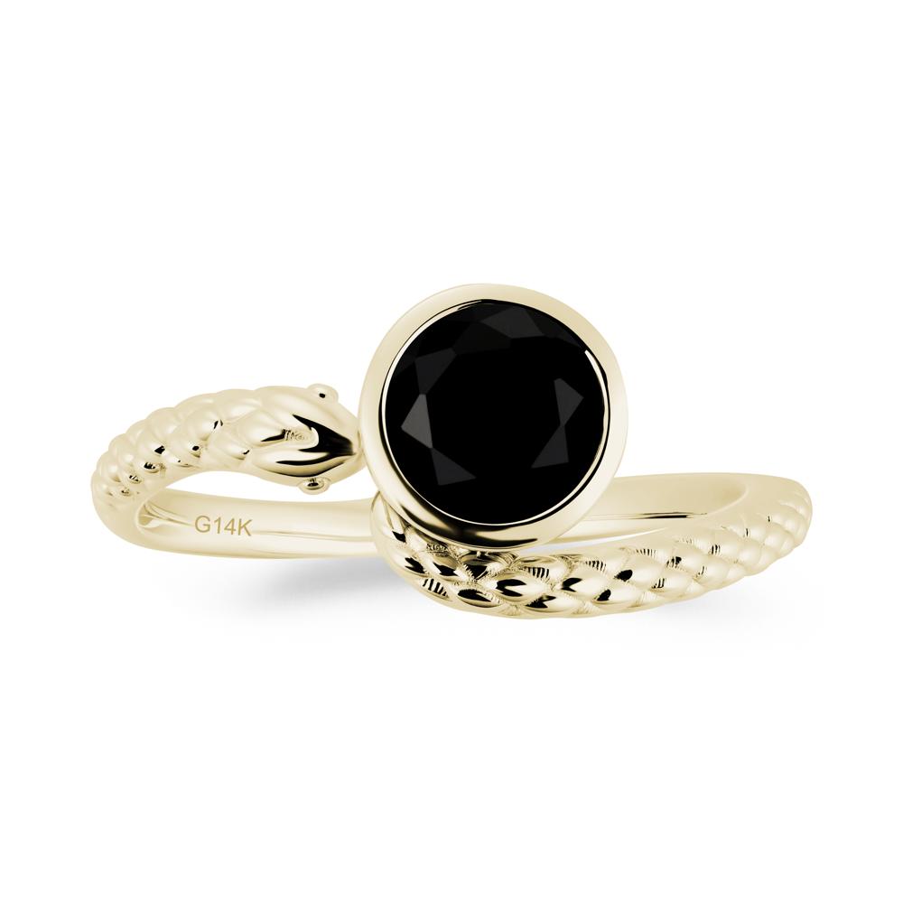 Textured Black Spinel Snake Ring - LUO Jewelry #metal_14k yellow gold