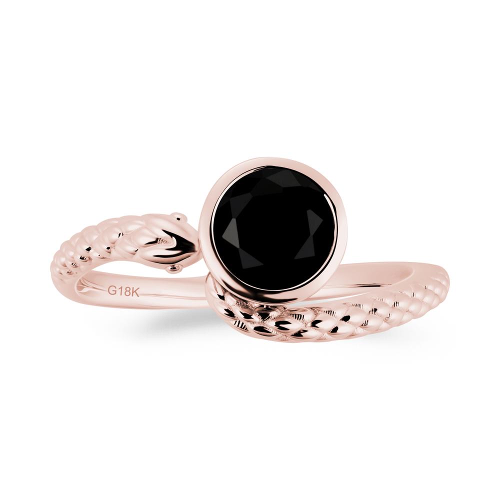 Textured Black Spinel Snake Ring - LUO Jewelry #metal_18k rose gold