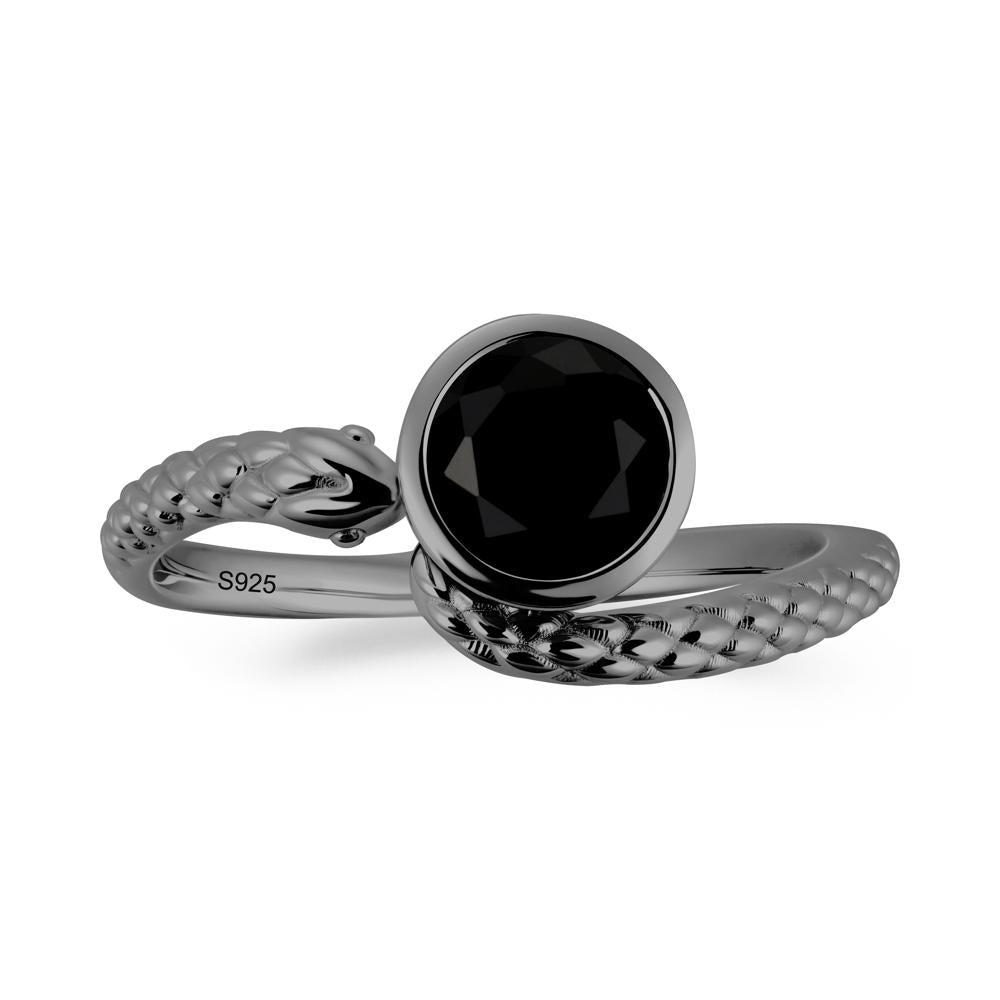 Textured Black Spinel Snake Ring - LUO Jewelry #metal_black finish sterling silver