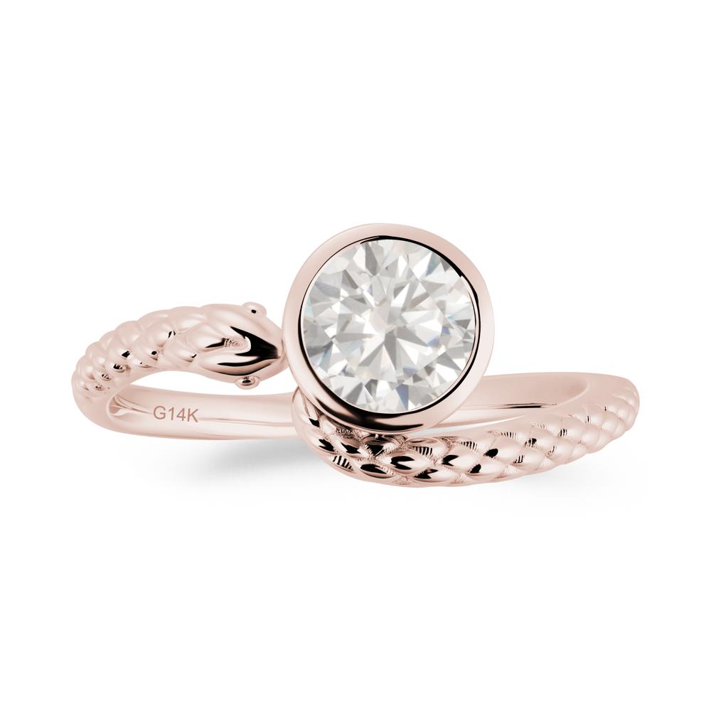 Textured Cubic Zirconia Snake Ring - LUO Jewelry #metal_14k rose gold