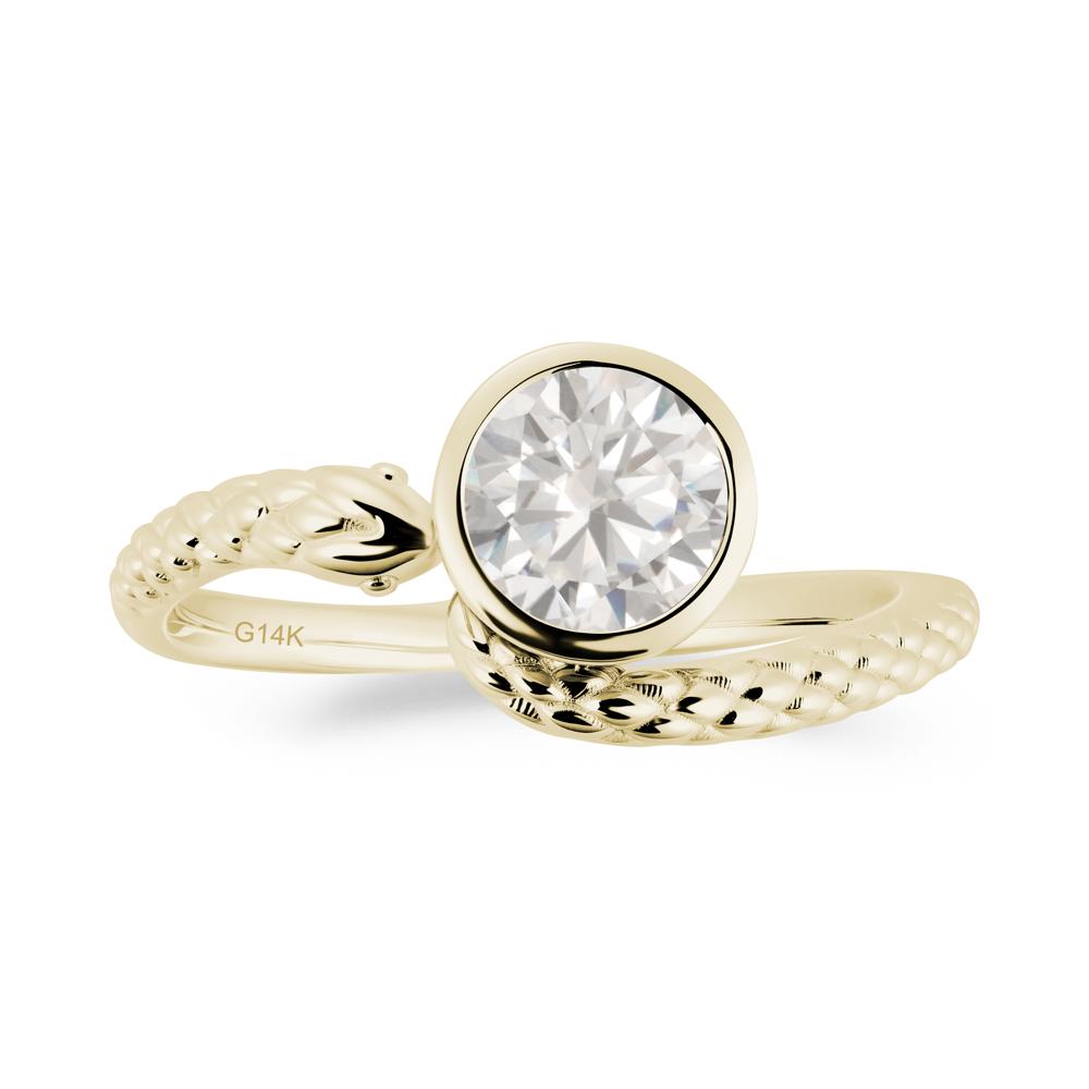 Textured Cubic Zirconia Snake Ring - LUO Jewelry #metal_14k yellow gold