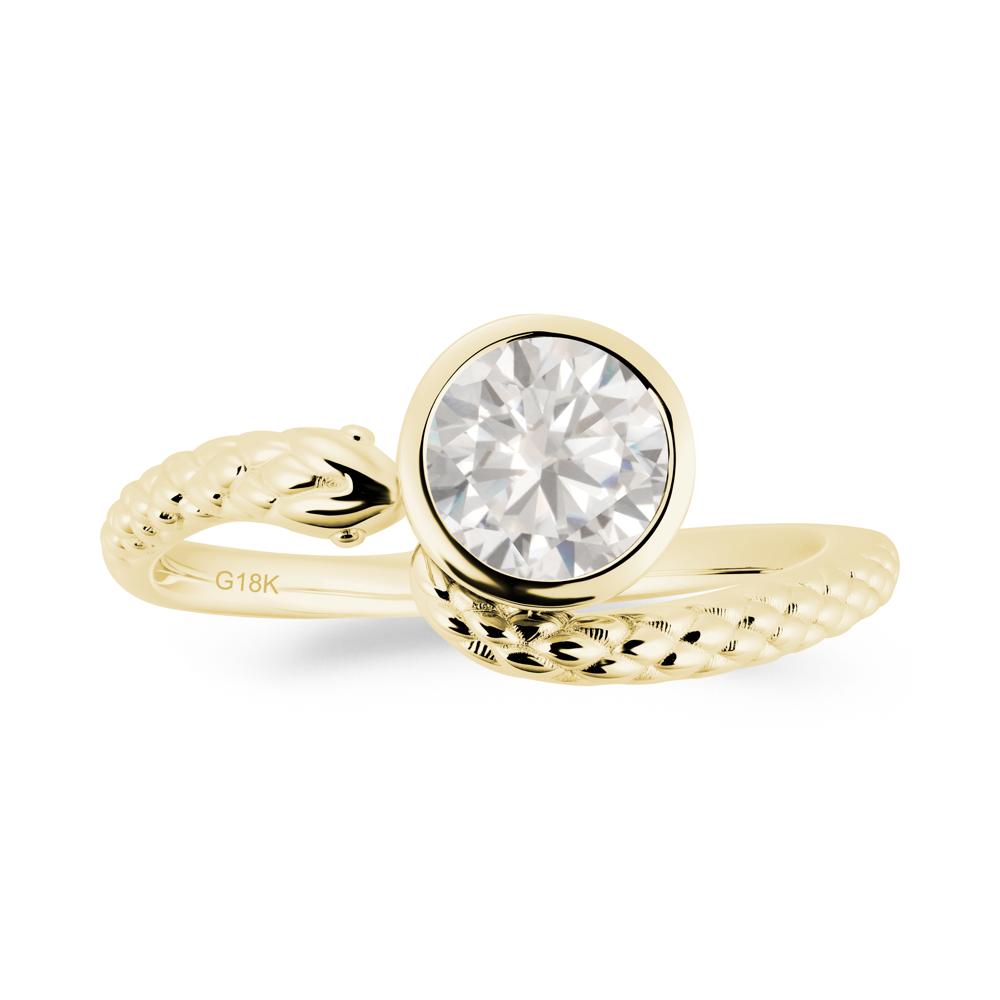 Textured Cubic Zirconia Snake Ring - LUO Jewelry #metal_18k yellow gold