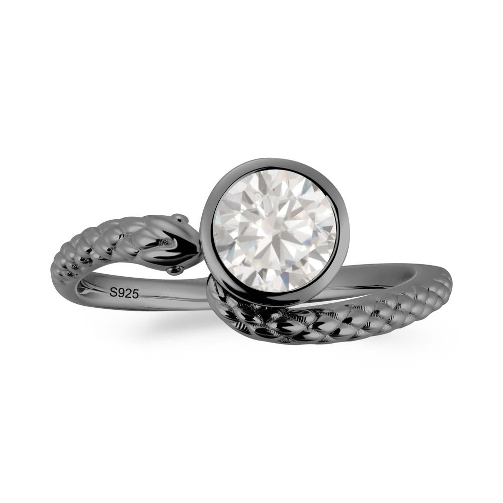 Textured Cubic Zirconia Snake Ring - LUO Jewelry #metal_black finish sterling silver