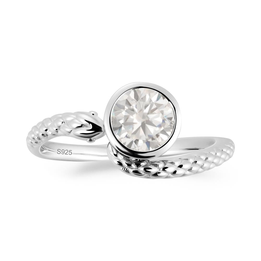 Textured Cubic Zirconia Snake Ring - LUO Jewelry #metal_sterling silver