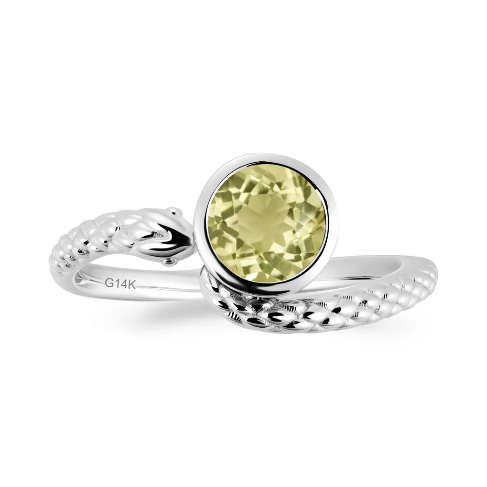 Textured Lemon Quartz Snake Ring - LUO Jewelry #metal_14k white gold