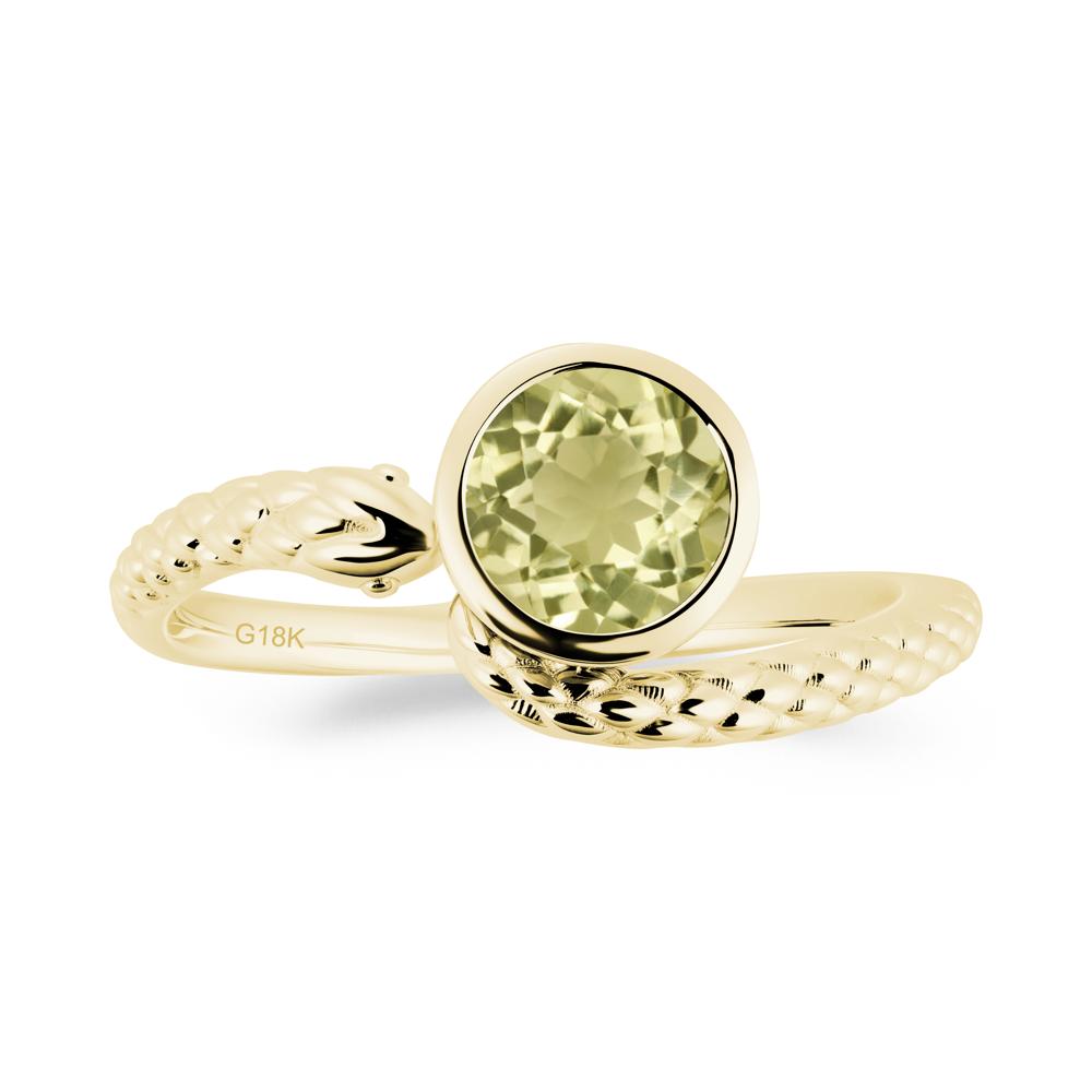 Textured Lemon Quartz Snake Ring - LUO Jewelry #metal_18k yellow gold