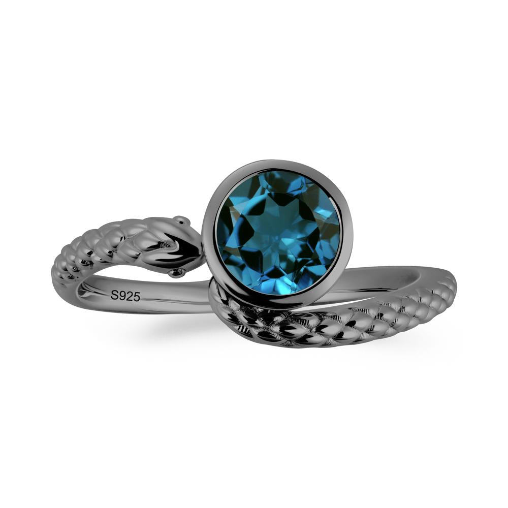 Snake Wrap London Blue Topaz Ring - LUO Jewelry #metal_black finish sterling silver