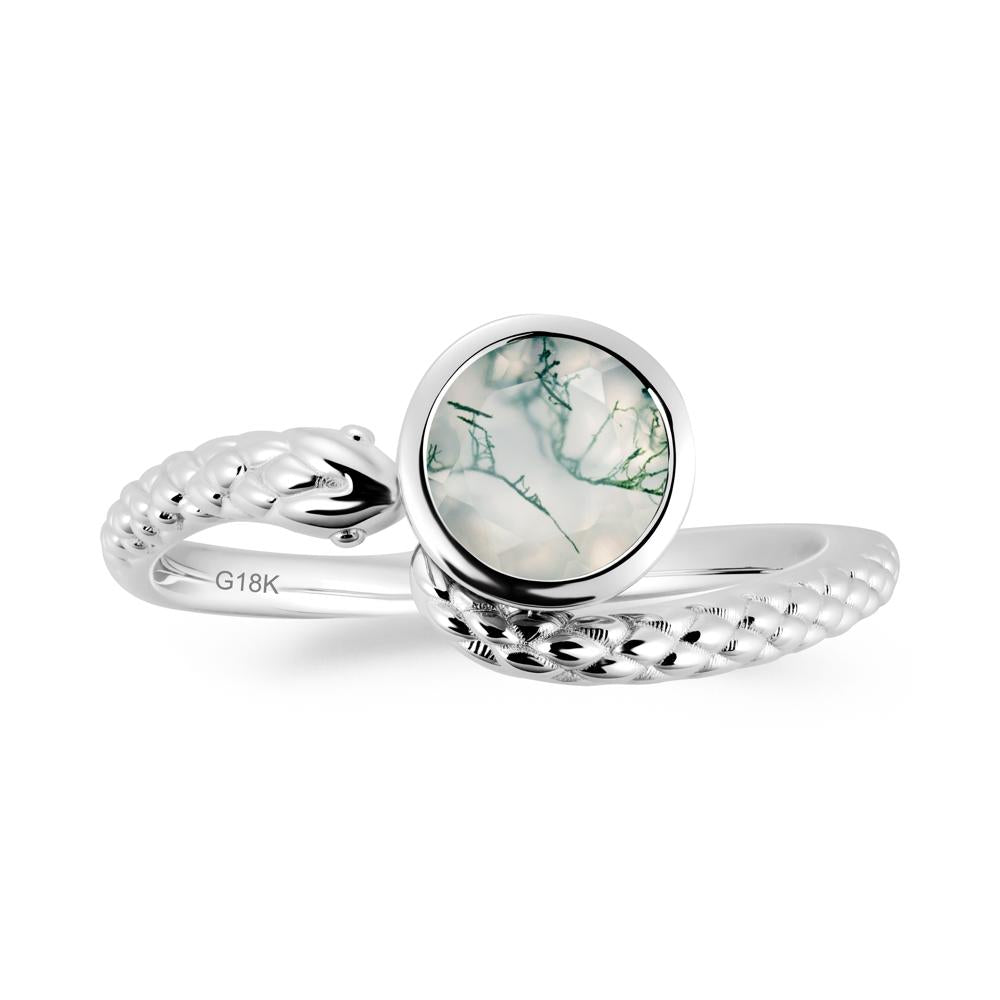 Snake Wrap Moss Agate Ring - LUO Jewelry #metal_18k white gold