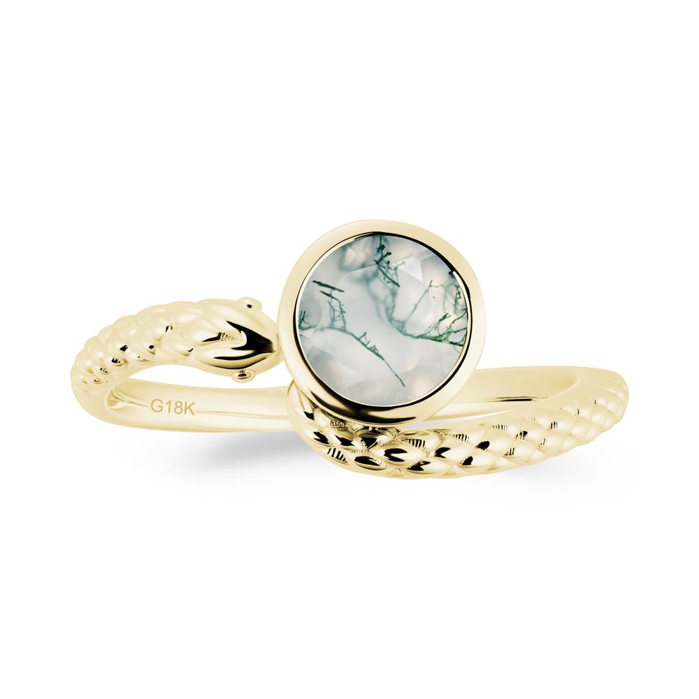Snake Wrap Moss Agate Ring - LUO Jewelry #metal_18k yellow gold