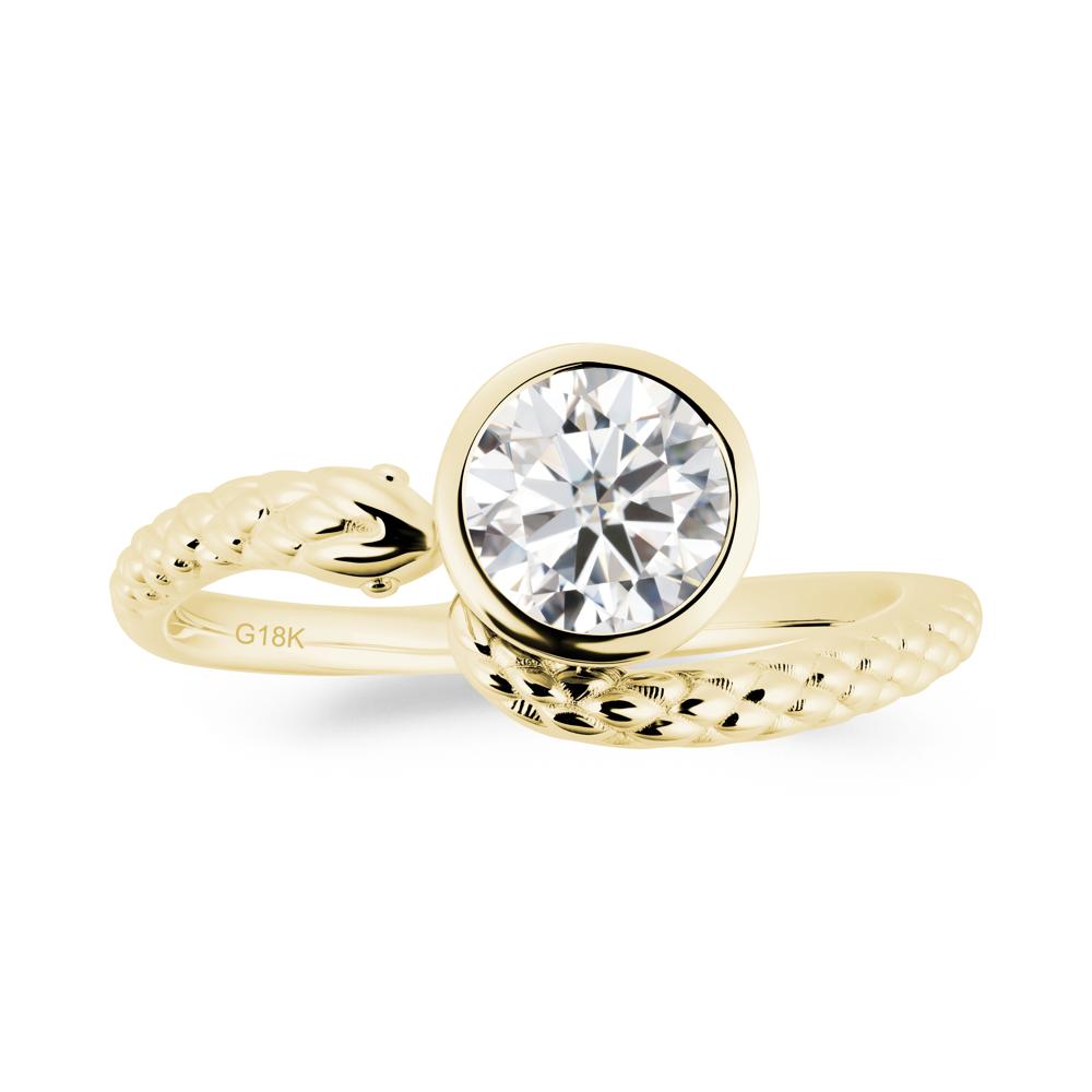 Textured Moissanite Snake Ring - LUO Jewelry #metal_18k yellow gold