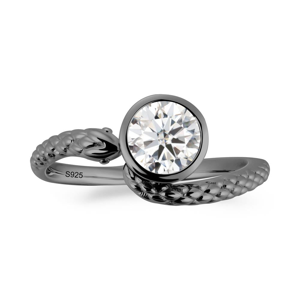 Textured Moissanite Snake Ring - LUO Jewelry #metal_black finish sterling silver