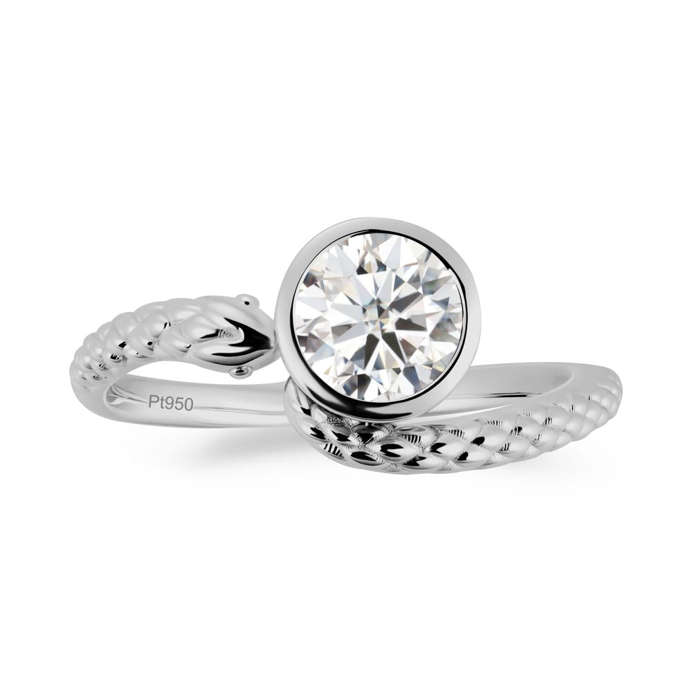 Textured Moissanite Snake Ring - LUO Jewelry #metal_platinum