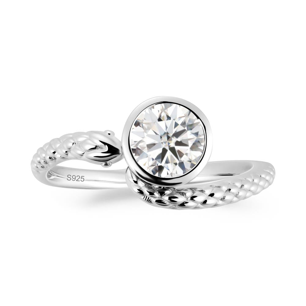 Textured Moissanite Snake Ring - LUO Jewelry #metal_sterling silver