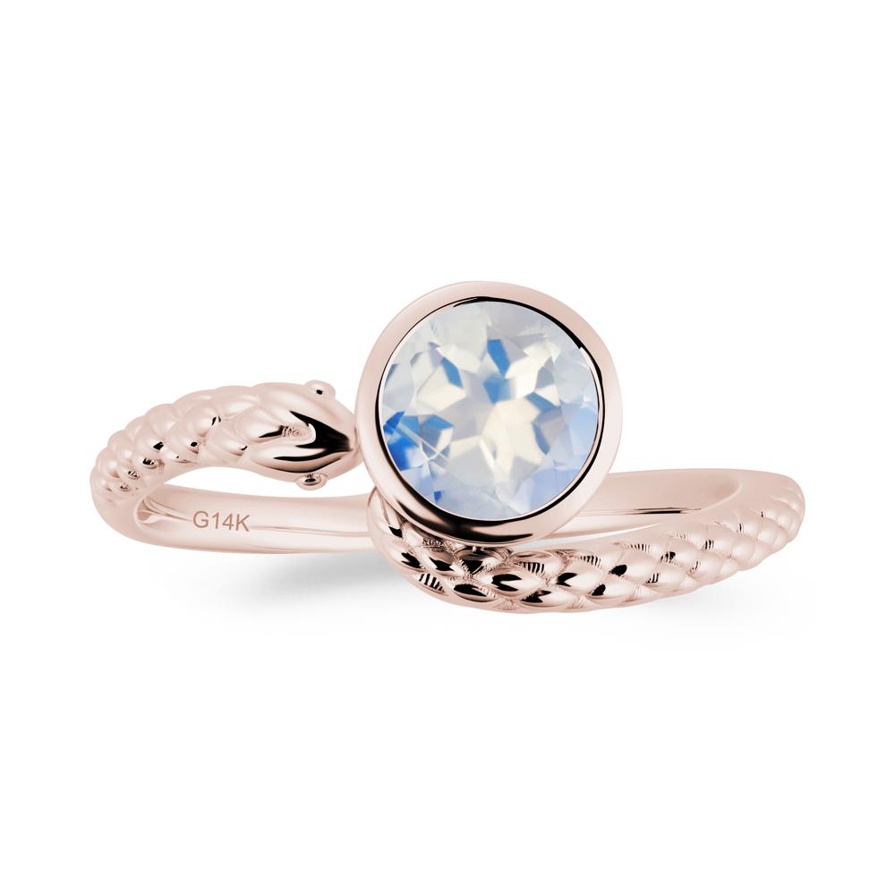 Textured Moonstone Snake Ring - LUO Jewelry #metal_14k rose gold
