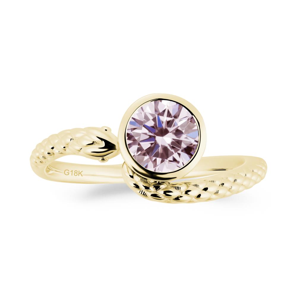 Snake Wrap Pink Cubic Zirconia Ring - LUO Jewelry #metal_18k yellow gold
