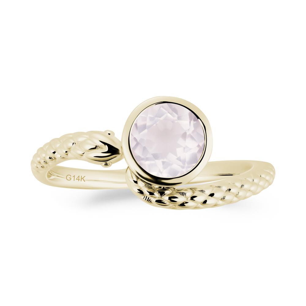 Textured Rose Quartz Snake Ring - LUO Jewelry #metal_14k yellow gold
