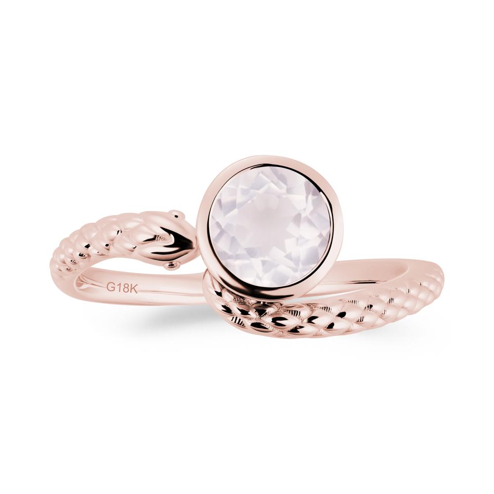 Textured Rose Quartz Snake Ring - LUO Jewelry #metal_18k rose gold
