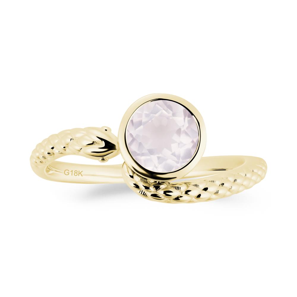 Textured Rose Quartz Snake Ring - LUO Jewelry #metal_18k yellow gold