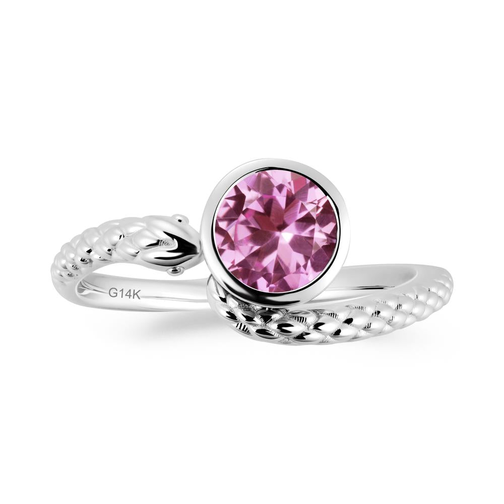 Textured Pink Sapphire Snake Ring - LUO Jewelry #metal_14k white gold