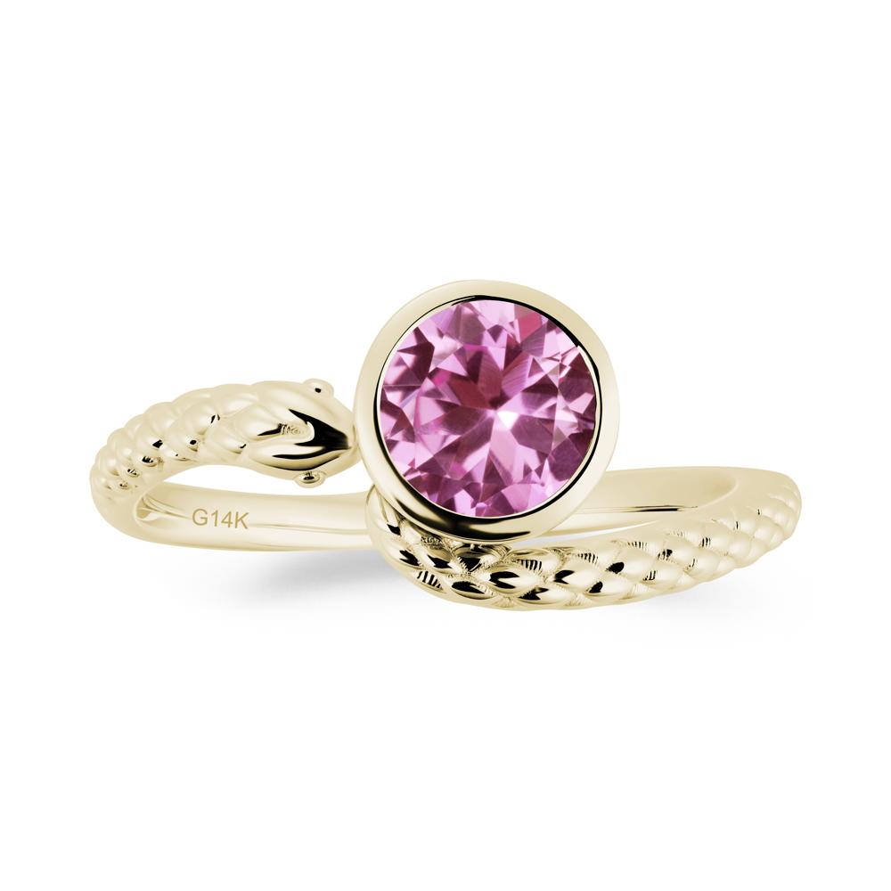 Textured Pink Sapphire Snake Ring - LUO Jewelry #metal_14k yellow gold