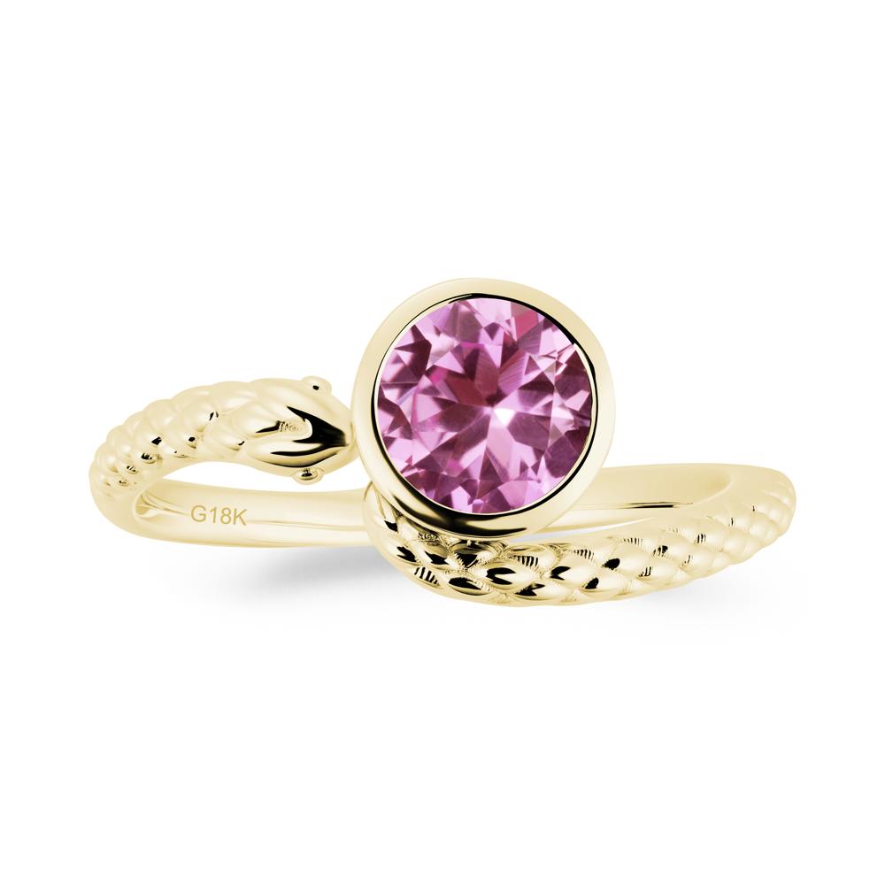 Textured Pink Sapphire Snake Ring - LUO Jewelry #metal_18k yellow gold